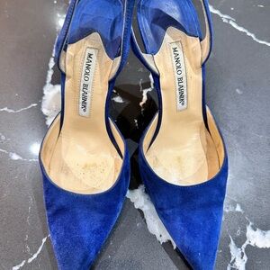 Manolo Blahnik Blue Suede Women's Shoes